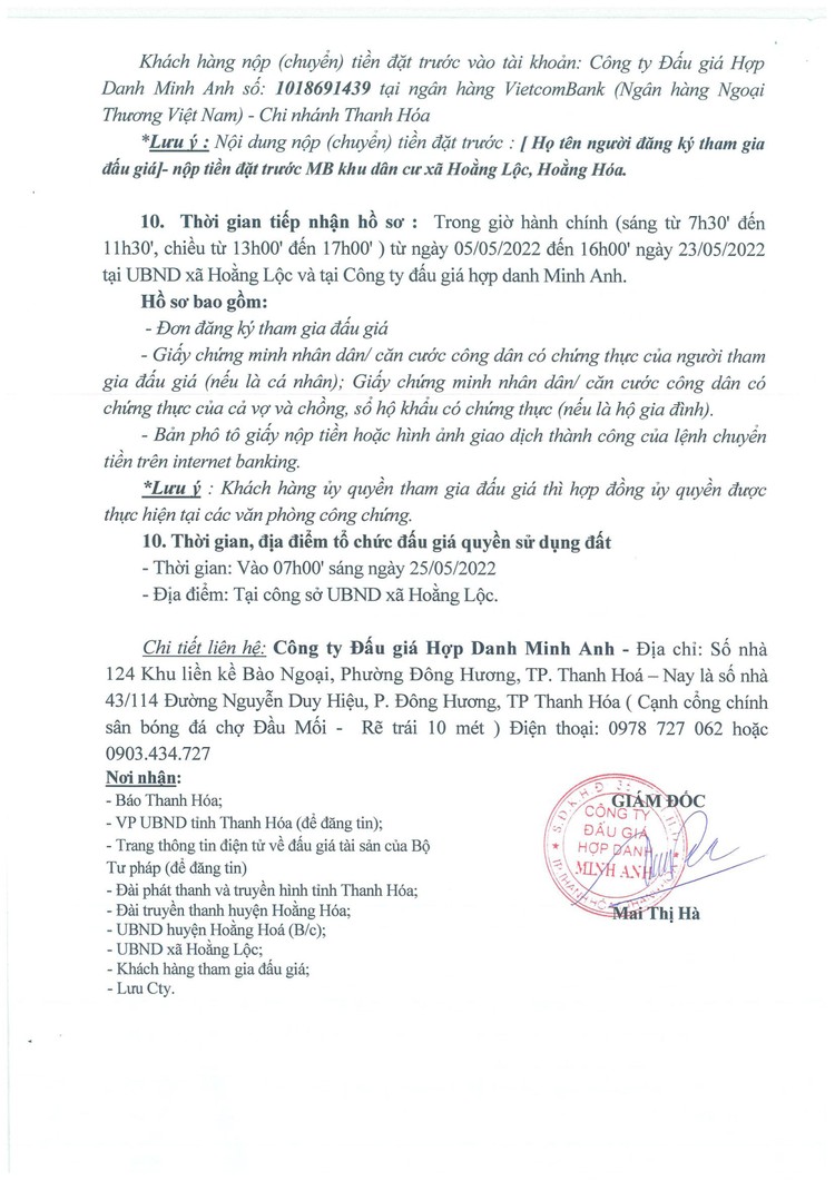 Ngày 25/5/2022, đấu giá quyền sử dụng đất tại huyện Hoằng Hóa, tỉnh Thanh Hóa ảnh 3