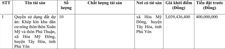 Ngày 27/5/2022, đấu giá quyền sử dụng đất tại huyện Tây Hoà, tỉnh Phú Yên ảnh 1