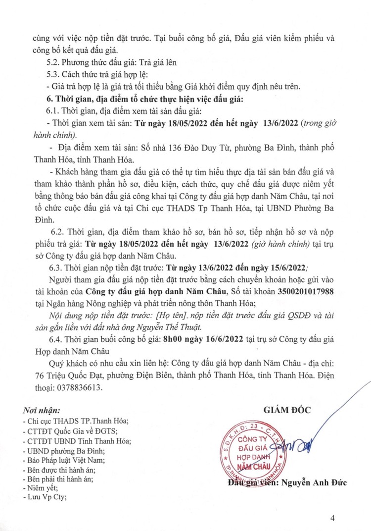 Ngày 16/6/2022, đấu giá quyền sử dụng đất tại TP.Thanh Hóa, tỉnh Thanh Hóa ảnh 5