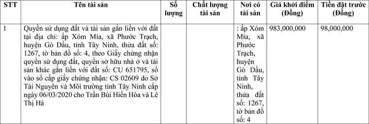 Ngày 13/6/2022, đấu giá quyền sử dụng đất tại huyện Gò Dầu, tỉnh Tây Ninh ảnh 1