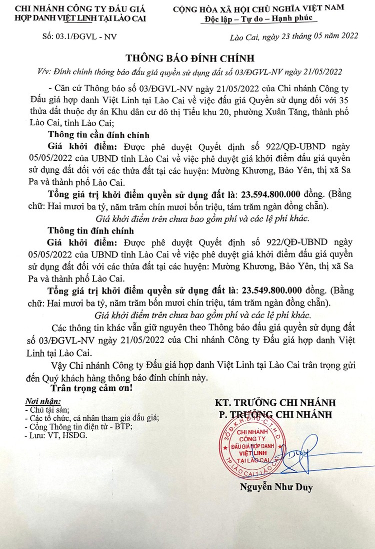 Ngày 10/6/2022, đấu giá quyền sử dụng đất tại thành phố Lào Cai, tỉnh Lào Cai ảnh 2