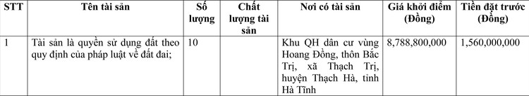 Ngày 16/6/2022, đấu giá quyền sử dụng đất tại huyện Thạch Hà, tỉnh Hà Tĩnh ảnh 1