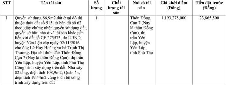 Ngày 20/6/2022, đấu giá quyền sử dụng đất tại huyện Yên Lập, tỉnh Phú Thọ ảnh 1