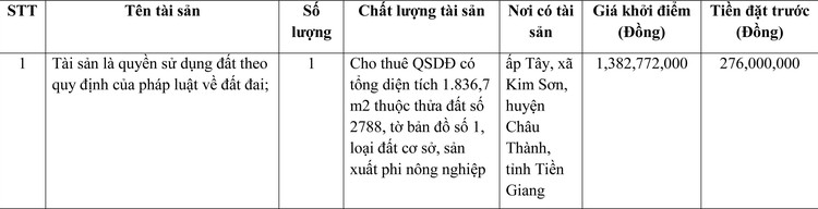 Ngày 24/6/2022, đấu giá quyền sử dụng đất tại huyện Châu Thành, tỉnh Tiền Giang ảnh 1
