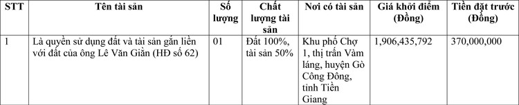 Ngày 6/7/2022, đấu giá quyền sử dụng đất tại huyện Gò Công Đông, tỉnh Tiền Giang ảnh 1